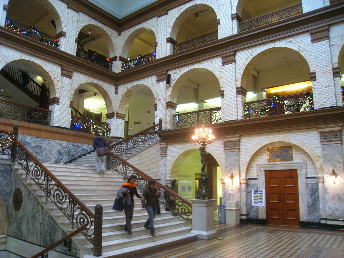 Marble staircase in the Great Court of Drexel's Main Building