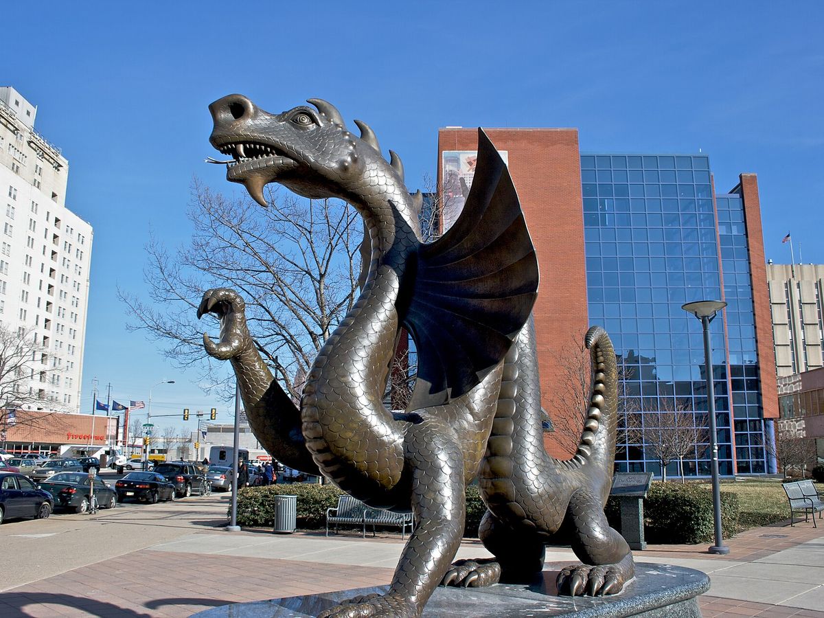 Mario the Magnificent, the bronze dragon statue at 33rd and Market Streets